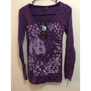 Buffalo David Bitton Black Long Sleeve Women's Graphic Shirt Small Cheetah NEW